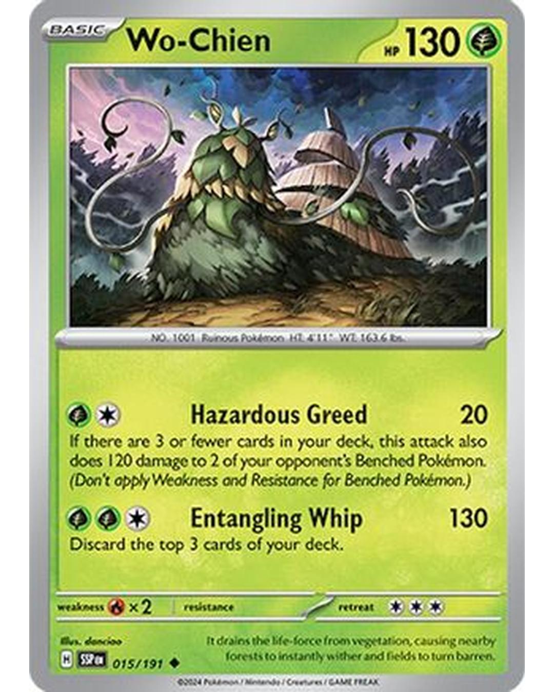 Wo-Chien 015/191  - Reverse Holofoil SV08 Surging Sparks - Uncommon