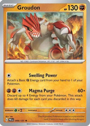 Groudon 049/131  - Reverse Holofoil SV Prismatic Evolutions - Rare