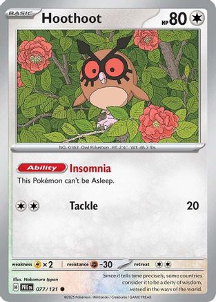 Hoothoot 077/131  - Reverse Holofoil SV Prismatic Evolutions - Common