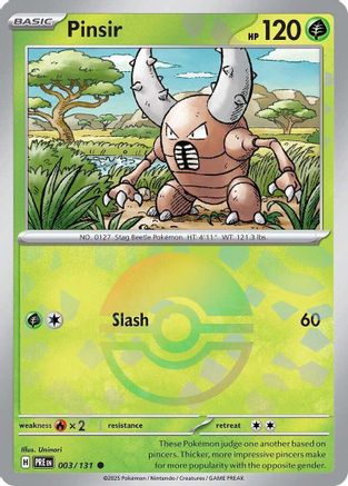 Pinsir (Poke Ball Pattern) 003/131  - Holofoil SV Prismatic Evolutions - Common