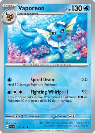 Vaporeon (Poke Ball Pattern) 022/131  - Holofoil SV Prismatic Evolutions - Rare