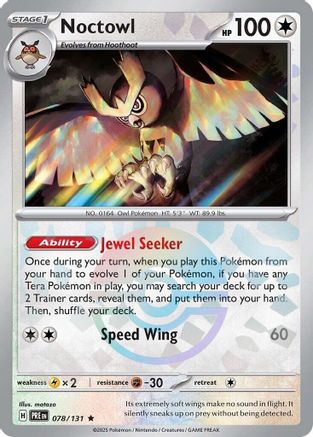 Noctowl (Poke Ball Pattern) 078/131  - Holofoil SV Prismatic Evolutions - Rare