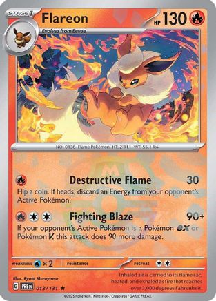 Flareon (Master Ball Pattern) 013/131  - Holofoil SV Prismatic Evolutions - Rare
