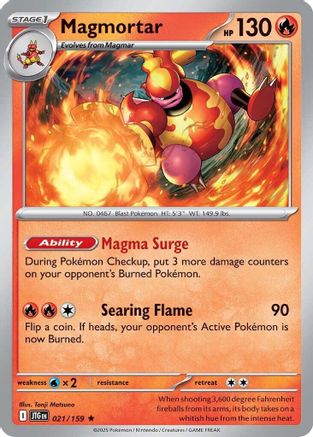 Magmortar 021/159  - Reverse Holofoil SV09 Journey Together - Rare