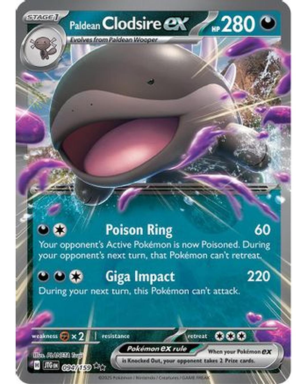 Paldean Clodsire ex 094/159  - Holofoil SV09 Journey Together - Double Rare