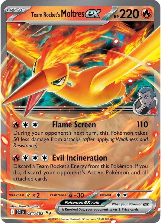 Team Rocket's Moltres ex 031/182  - Holofoil SV10 Destined Rivals - Double Rare