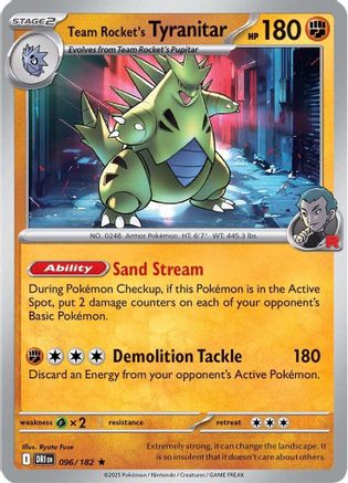 Team Rocket's Tyranitar 096/182  - Holofoil SV10 Destined Rivals - Rare