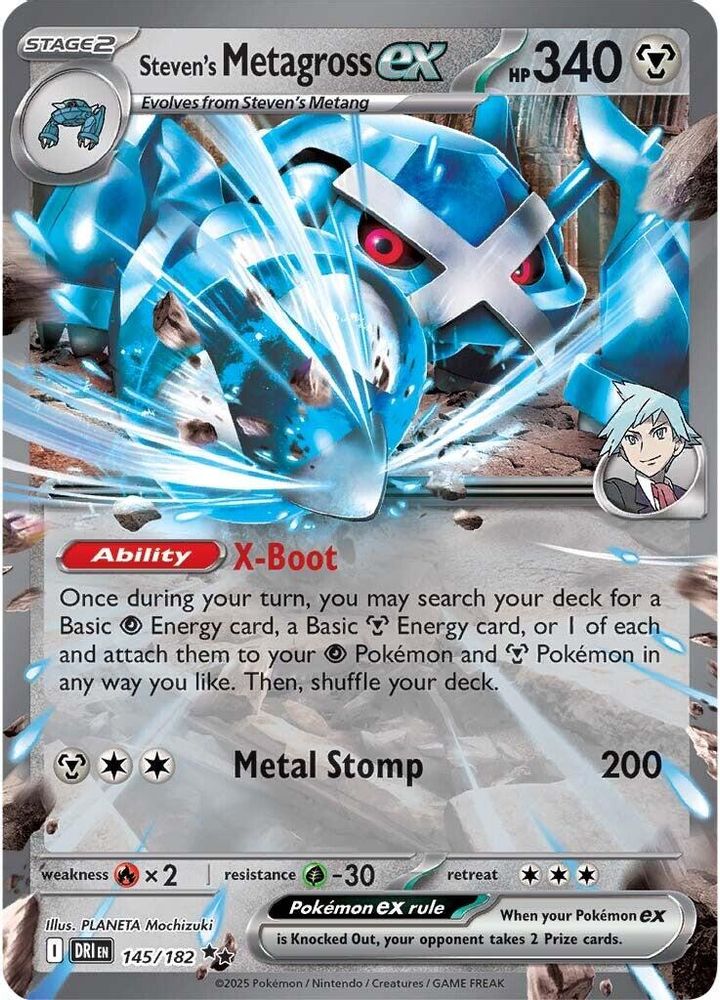 Steven's Metagross ex 145/182  - Holofoil SV10 Destined Rivals - Double Rare