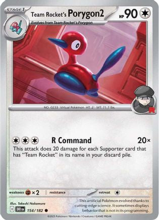 Team Rocket's Porygon2 154/182  - Reverse Holofoil SV10 Destined Rivals - Common
