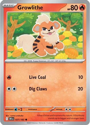 Growlithe 027/182  - Reverse Holofoil SV10 Destined Rivals - Common
