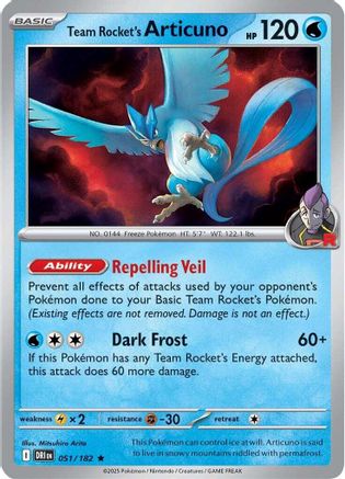 Team Rocket's Articuno 051/182  - Reverse Holofoil SV10 Destined Rivals - Rare