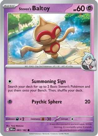 Steven's Baltoy 083/182  - Reverse Holofoil SV10 Destined Rivals - Common