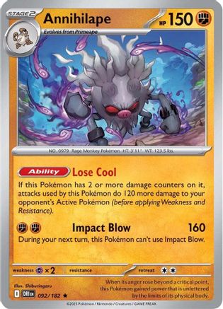 Annihilape 092/182  - Holofoil SV10 Destined Rivals - Rare