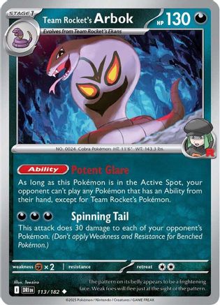 Team Rocket's Arbok 113/182  SV10 Destined Rivals - Uncommon
