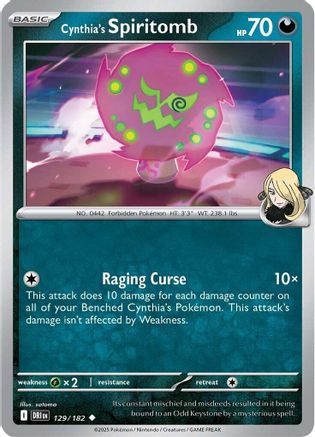 Cynthia's Spiritomb 129/182  - Reverse Holofoil SV10 Destined Rivals - Uncommon