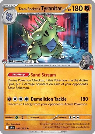 Team Rocket's Tyranitar (Pokemon Center Exclusive) 096  Miscellaneous Cards & Products - Rare