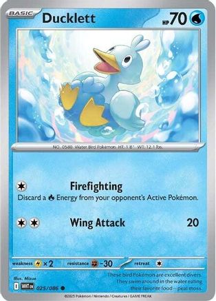 Ducklett 025/086  - Reverse Holofoil SV White Flare - Common