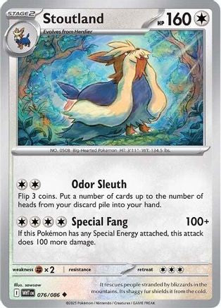 Stoutland 076/086  - Reverse Holofoil SV White Flare - Uncommon