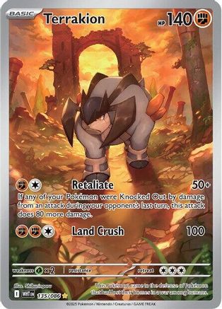 Terrakion 135/086  - Holofoil SV White Flare - Illustration Rare