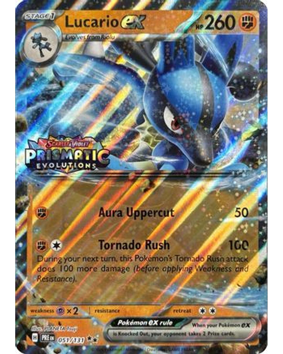 Lucario ex (Prismatic Evolutions Stamp) 051  - Holofoil Miscellaneous Cards & Products - Double Rare