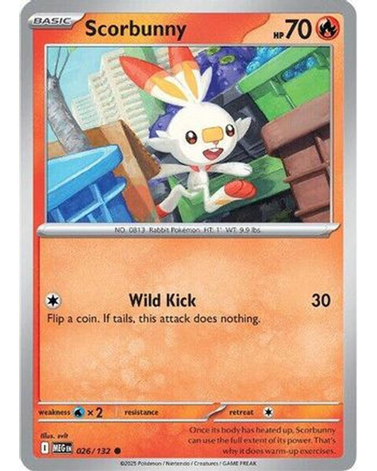 Scorbunny 026/132  - Reverse Holofoil ME01 Mega Evolution - Common