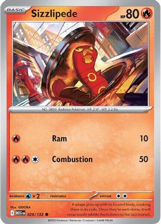 Sizzlipede 029  - Reverse Holofoil ME01 Mega Evolution - Common