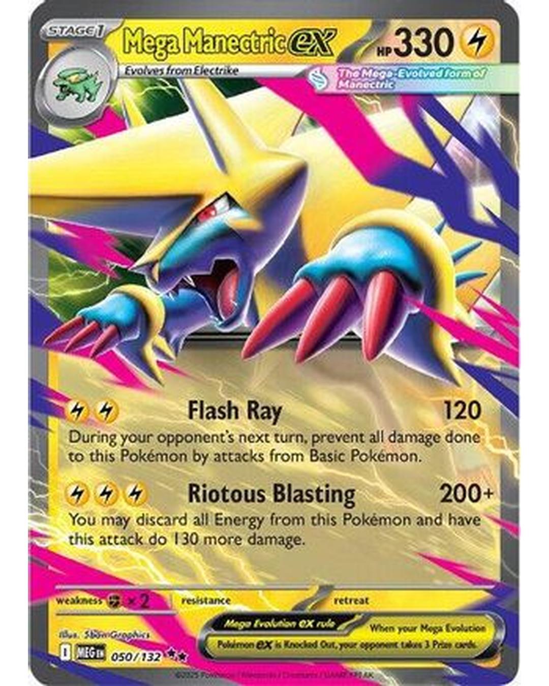 Mega Manectric ex 050/132  - Holofoil ME01 Mega Evolution - Double Rare