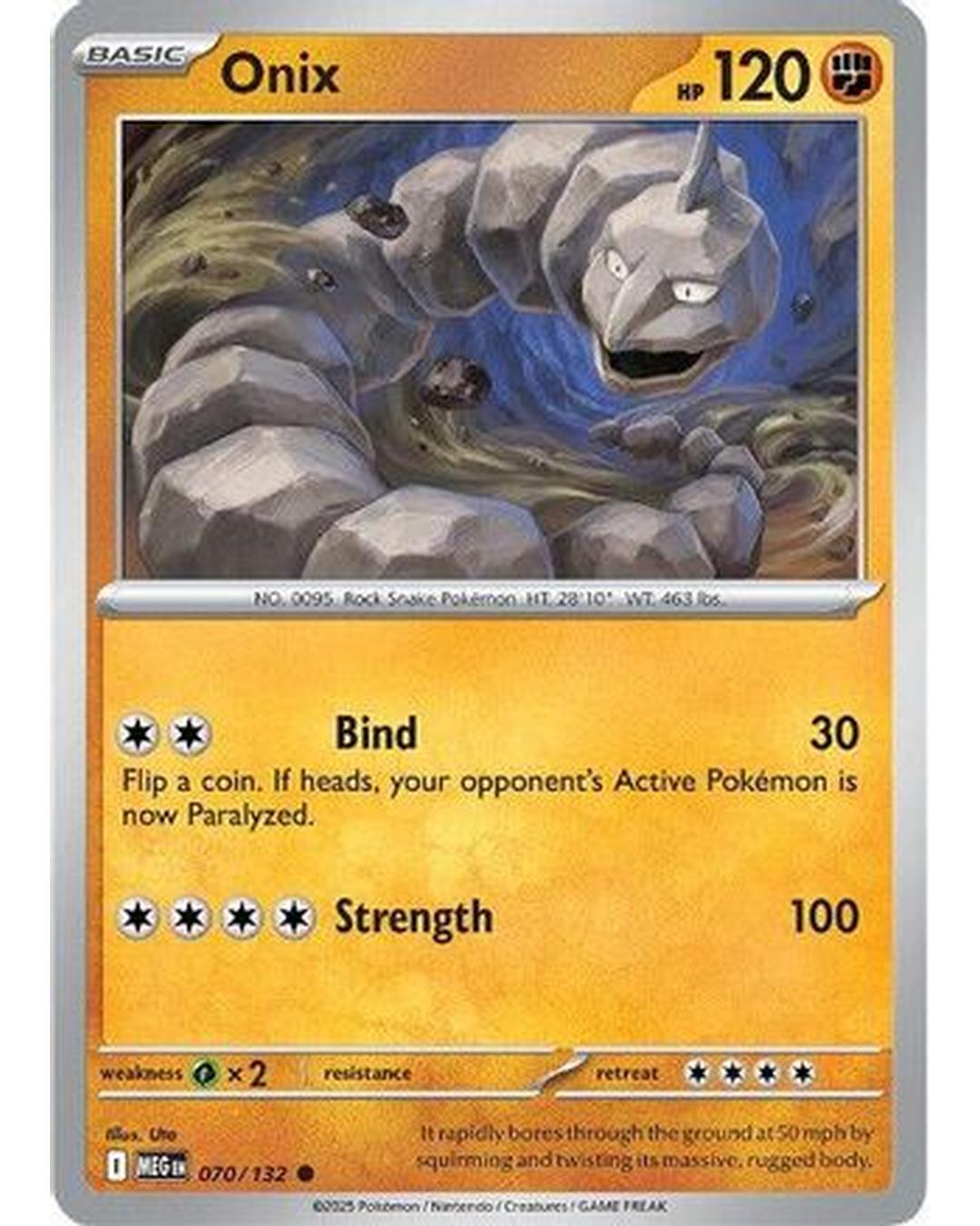 Onix 070/132  - Reverse Holofoil ME01 Mega Evolution - Common