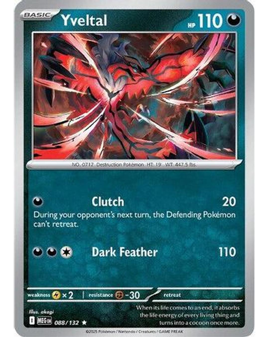 Yveltal 088/132  - Holofoil ME01 Mega Evolution - Rare