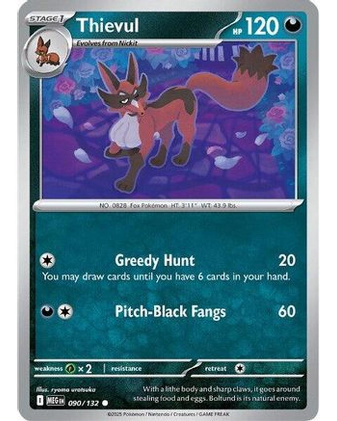 Thievul 090/132  - Reverse Holofoil ME01 Mega Evolution - Common