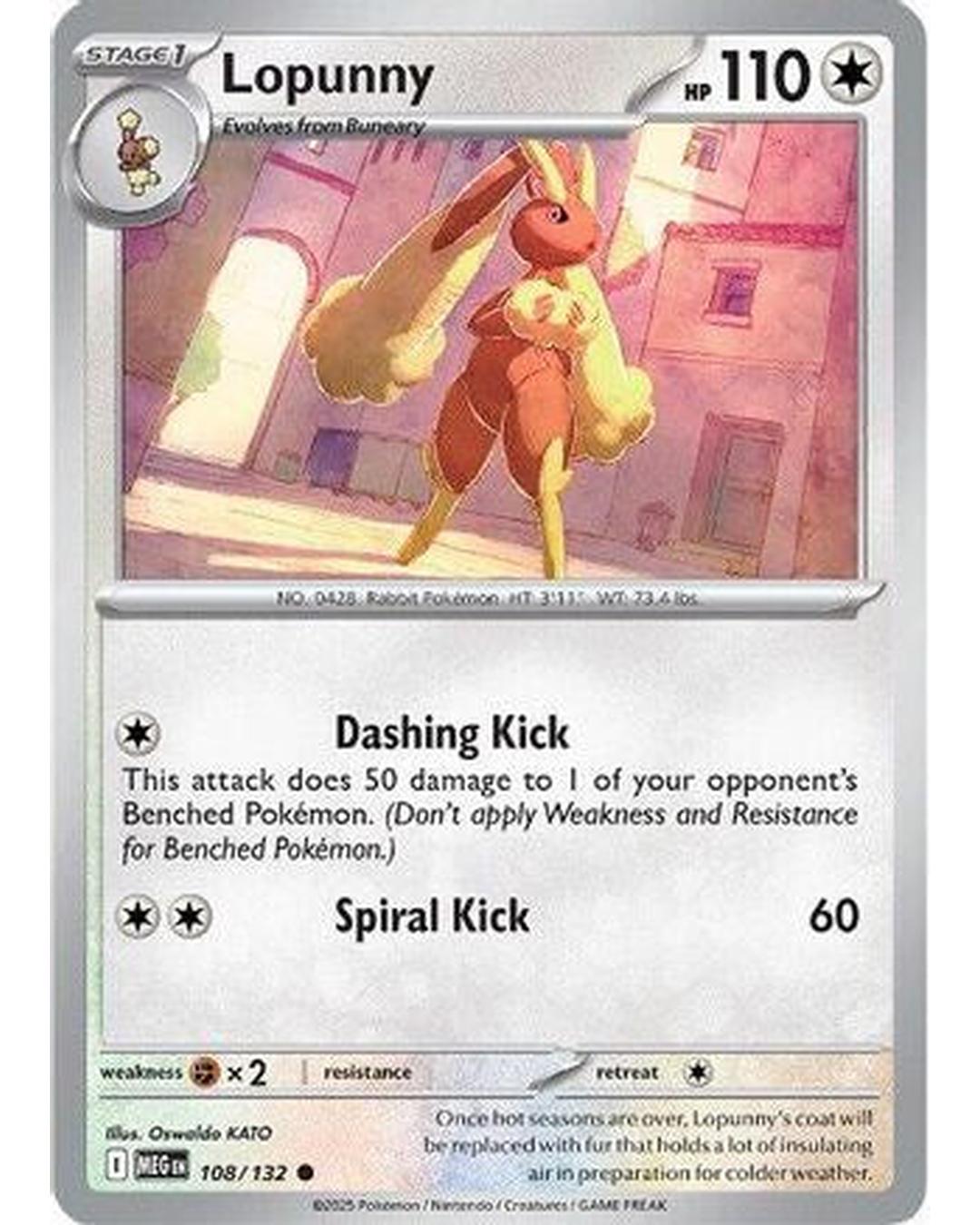 Lopunny 108/132  - Reverse Holofoil ME01 Mega Evolution - Common