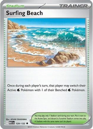 Surfing Beach 129  - Reverse Holofoil ME01 Mega Evolution - Uncommon