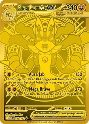 Mega Lucario ex 188/132  - Holofoil ME01 Mega Evolution - Holo Rare