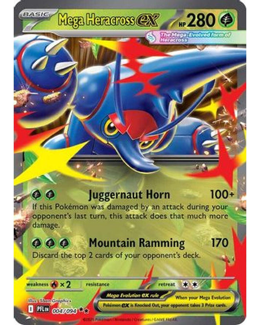 Mega Heracross ex 004/094  - Holofoil ME02 Phantasmal Flames - Double Rare