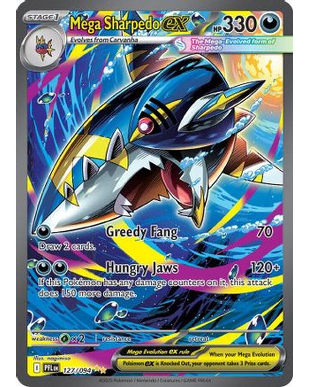 Mega Sharpedo ex 127/094  - Holofoil ME02 Phantasmal Flames - Special Illustration Rare