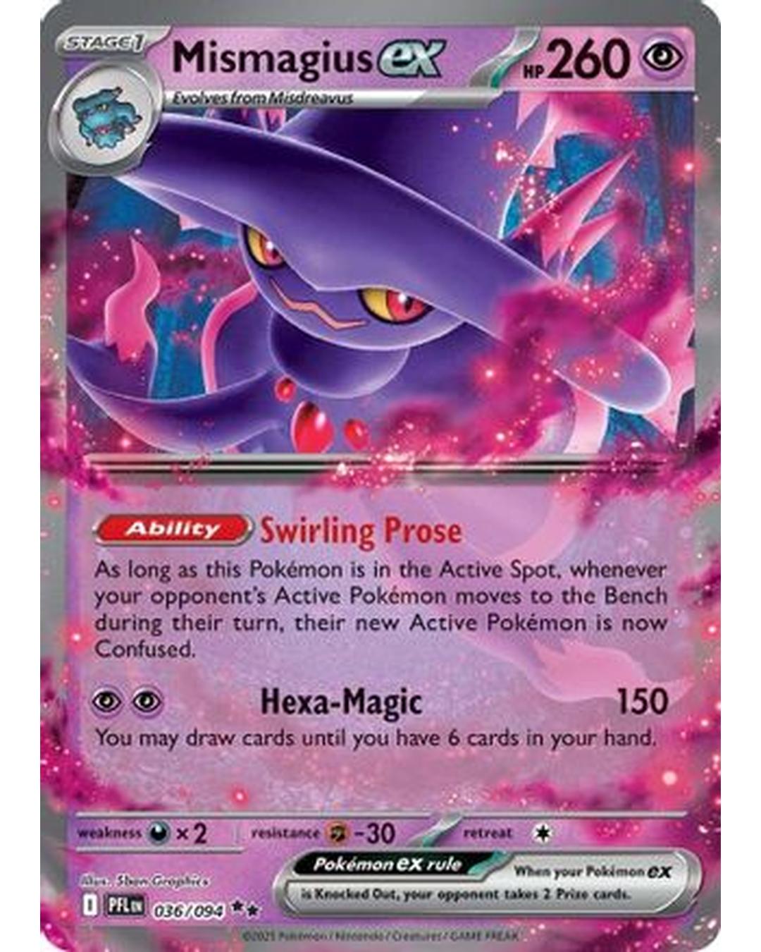 Mismagius ex 036/094  - Holofoil ME02 Phantasmal Flames - Double Rare