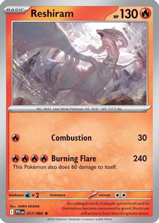 Reshiram 017  - Holofoil ME02 Phantasmal Flames - Rare