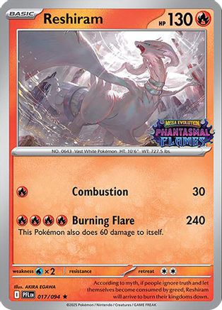 Reshiram (Phantasmal Flames Stamped) 017  - Holofoil Miscellaneous Cards & Products - Rare