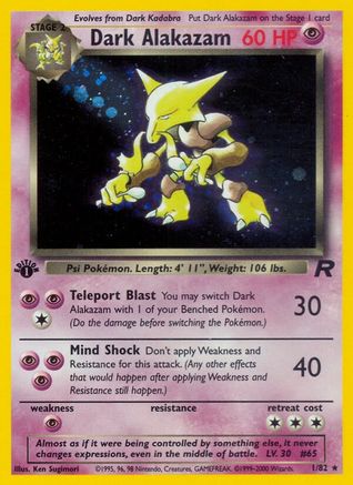 Dark Alakazam (1) 001/82  - 1st Edition Holofoil Team Rocket - Holo Rare