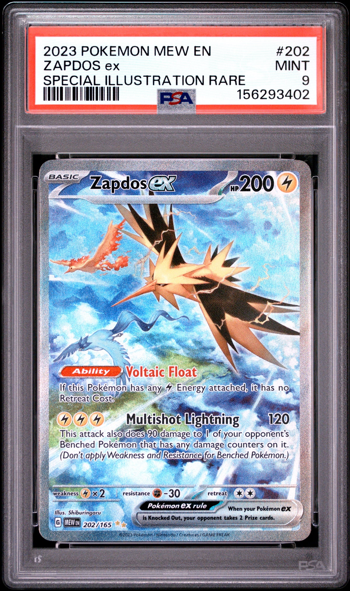 PSA 9 - 2023 Pokemon SV: Scarlet & Violet 151 #202 Zapdos ex
