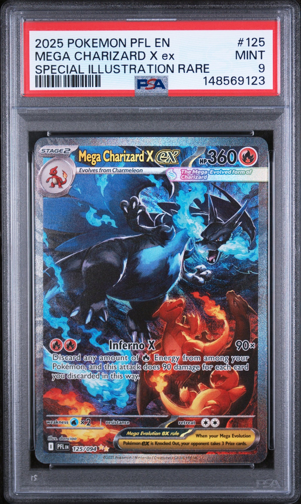 PSA 9 - 2025 Pokemon ME02: Phantasmal Flames #125 Mega Charizard X ex