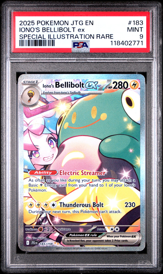 PSA 9 - 2025 Pokemon SV09: Journey Together #183 Iono's Bellibolt ex