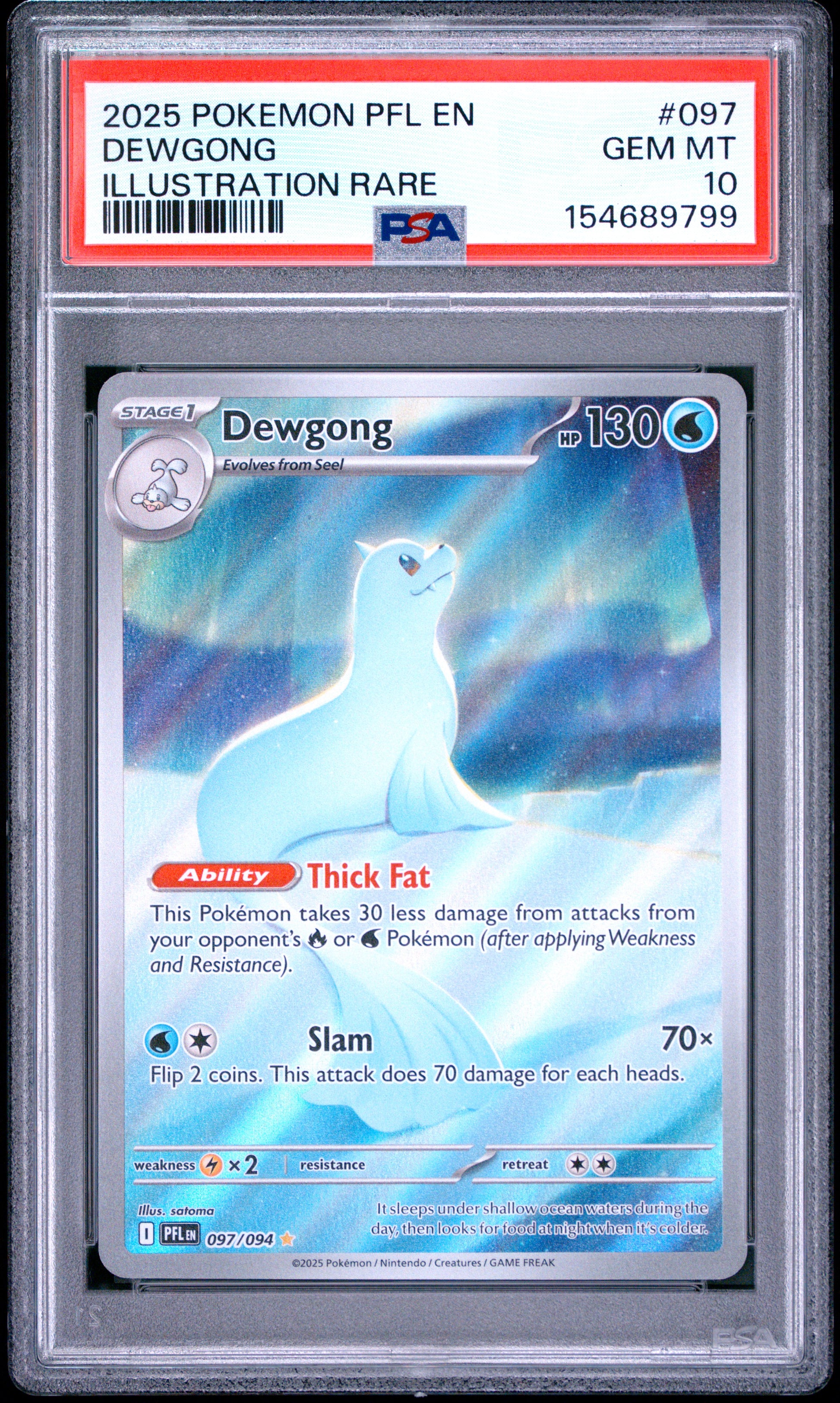 PSA 10 - 2025 Pokemon Phantasmal Flames #097 Dewgong Illustration Rare
