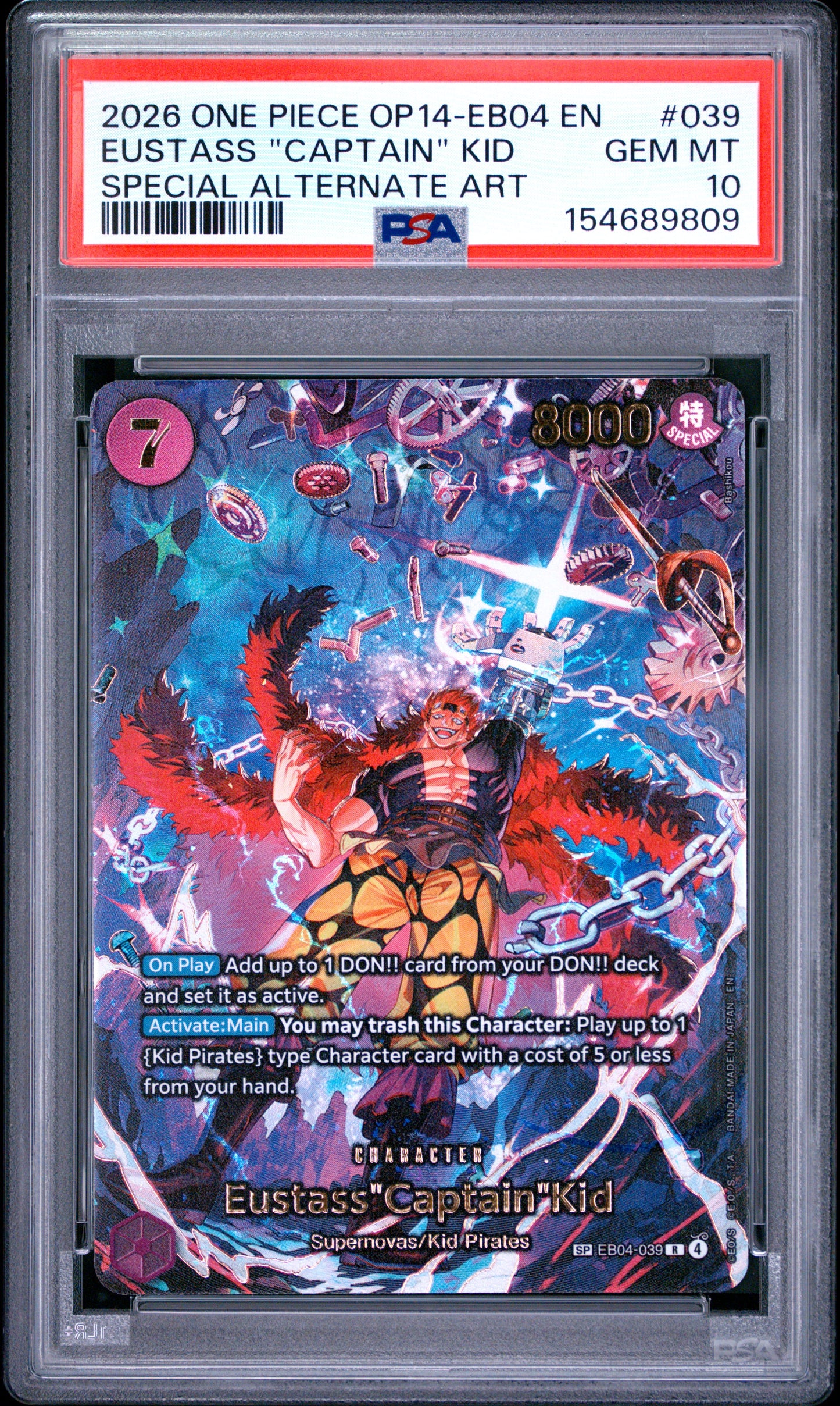 PSA 10 - 2026 One Piece The Azure Sea's Seven EB04-039 Eustass "Captain" Kid Alternate Art