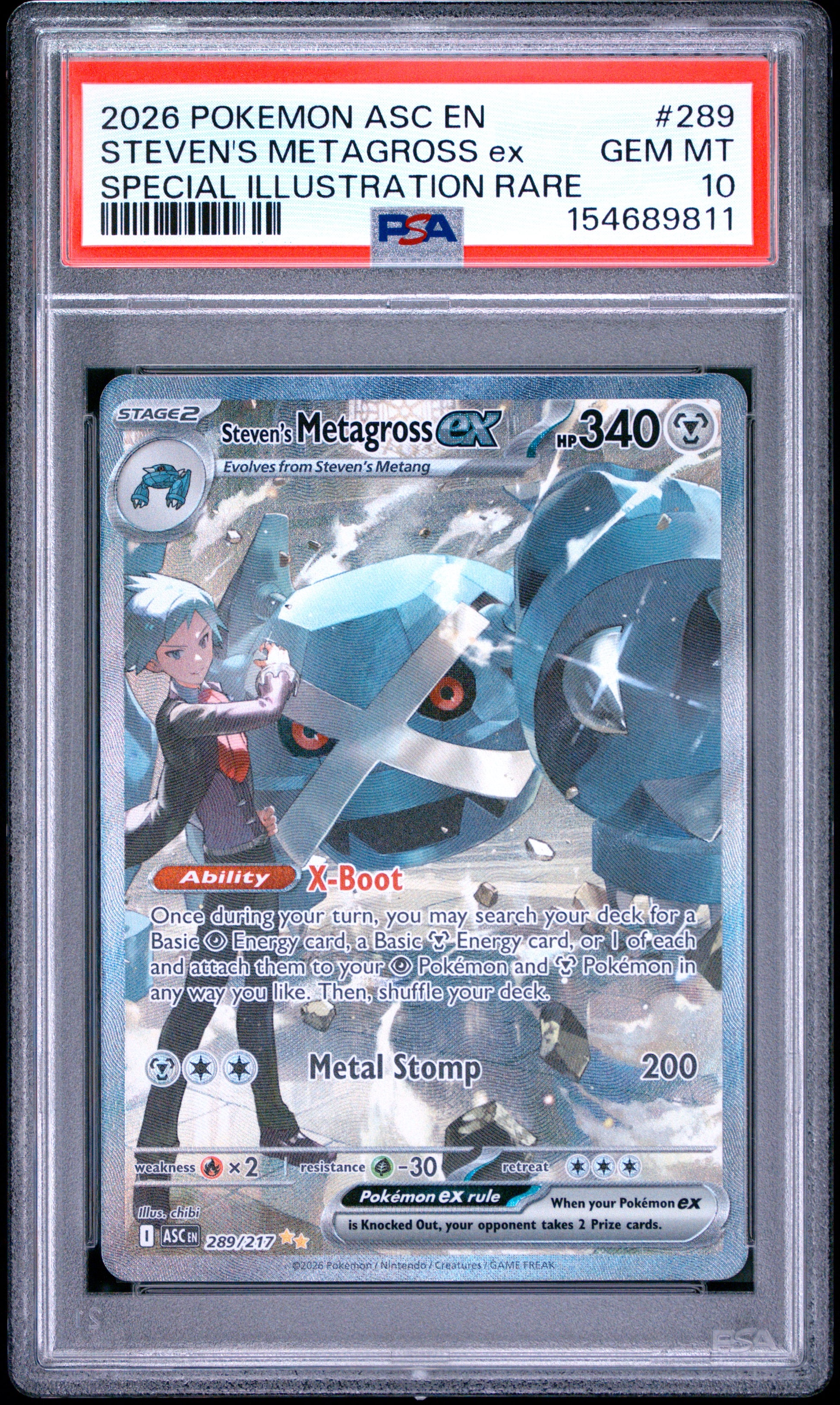 PSA 10 - 2026 Pokemon Ascended Heroes #289 Steven's Metagross ex Special Illustration Rare