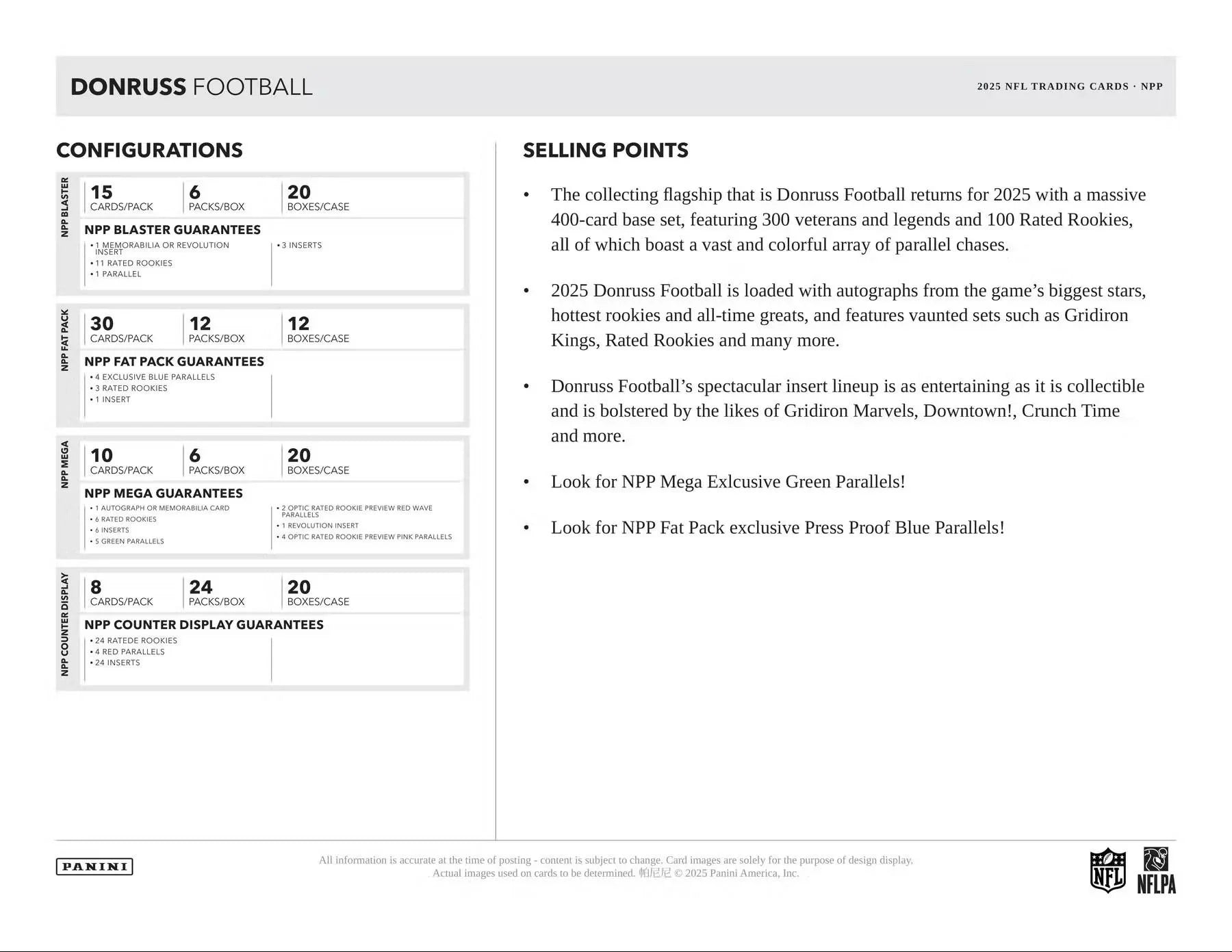 Panini NFL 2025 Donruss Football Trading Card Fat Pack Box