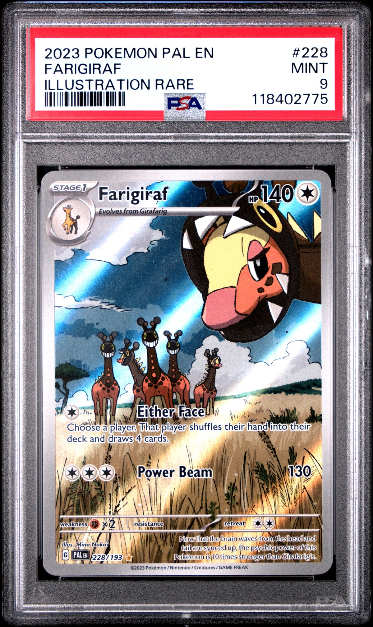 PSA 9 - 2023 Pokemon SV02: Paldea Evolved #228 Farigiraf