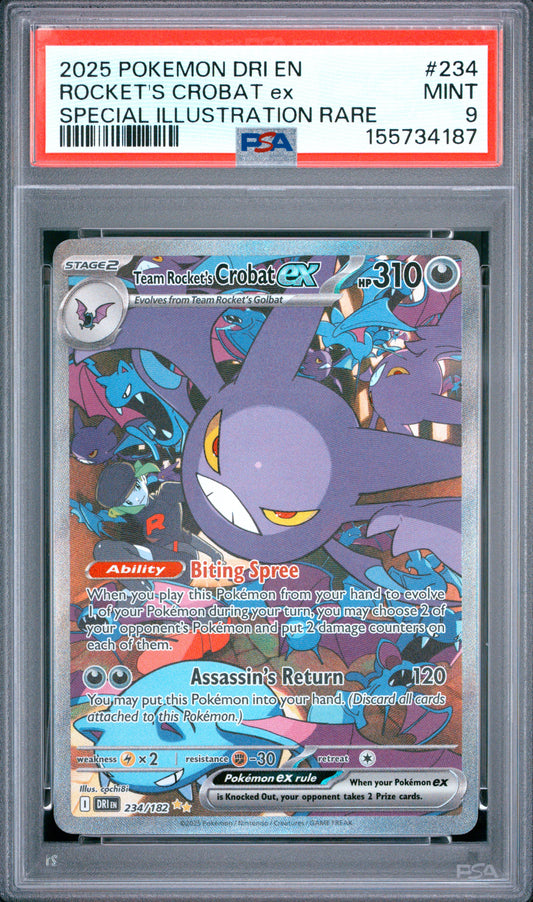 PSA 9 - 2025 Pokemon SV10: Destined Rivals #234 Team Rocket's Crobat ex