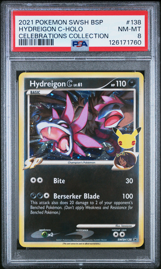 HYDREIGON C-HOLO CELEBRATIONS COLLECTION 2021 POKEMON SWSH BLACK STAR PROMO PSA NM-MT 8